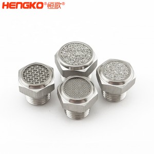 不銹鋼粉末/絲網(wǎng)燒結平頭消音器_降噪氣動消聲器